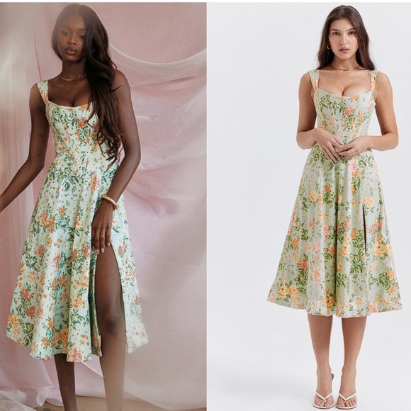 House of CB Dresses & Skirts - HOUSE OF CB 'Saira' Light Jade Print Midi Sundress NWOT